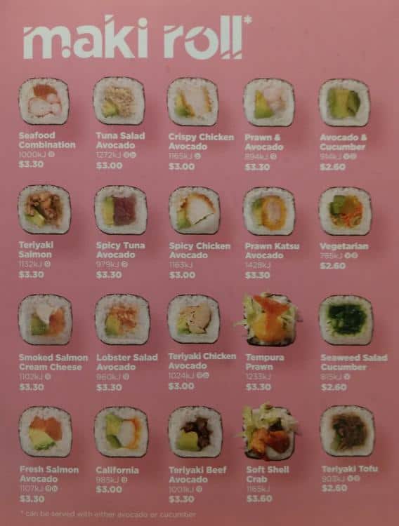 Menu at Sushi Hub restaurant, Bass Hill