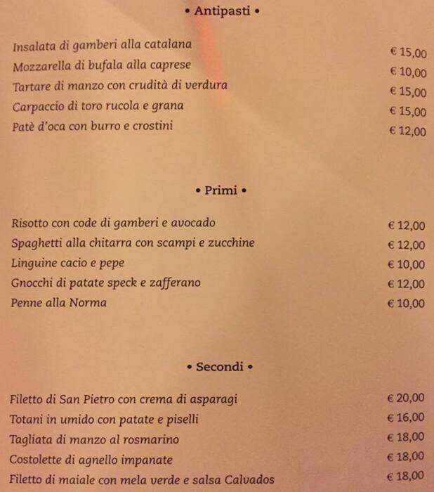 Menu di Serendepico 