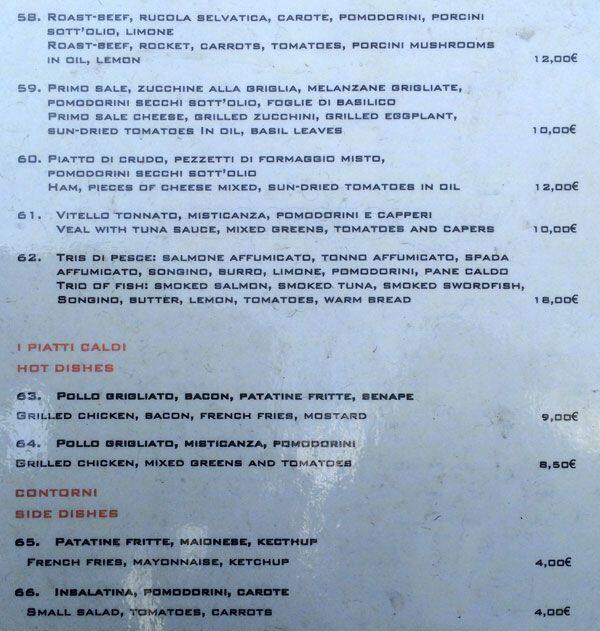 Menu di Serendepico 
