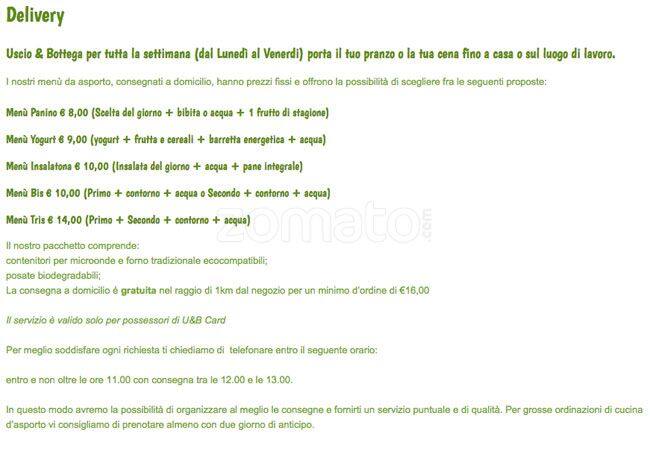 Menu di Uscio&Bottega 