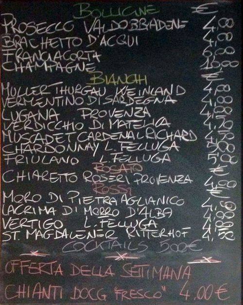 Menu di Centro Vini Arcioni 