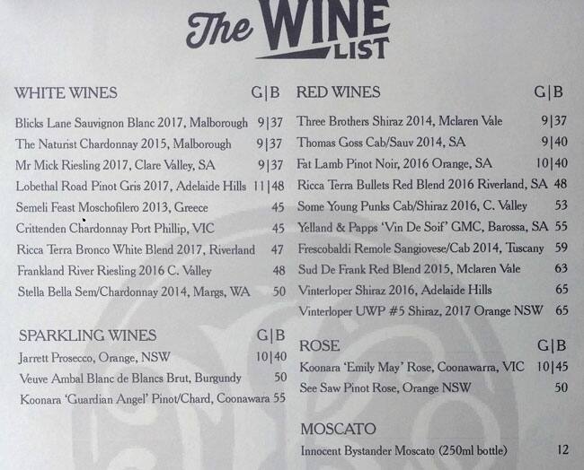 Menu at Newstead Brewing Co restaurant, Newstead, 85 Doggett St