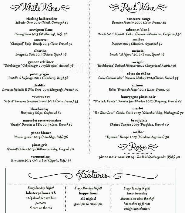 Menu at The Mermaid Inn restaurant, New York City, 96 2nd Ave