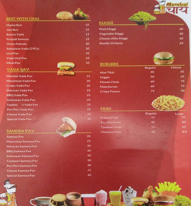 Menu of Mumbai Chai Vile Parle East Mumbai