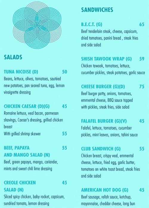 Pool Food Menu