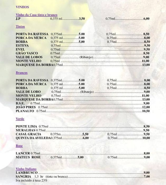 Menu at Little Nepal restaurant, Sacavém