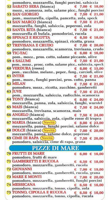 Menu di Pizzeria Sant'Andrea 