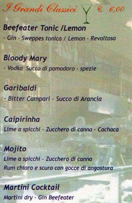 Menu di Non Solo Caffè 