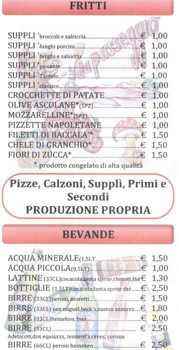 Menu di Pizza e Fritti da Passeggio 