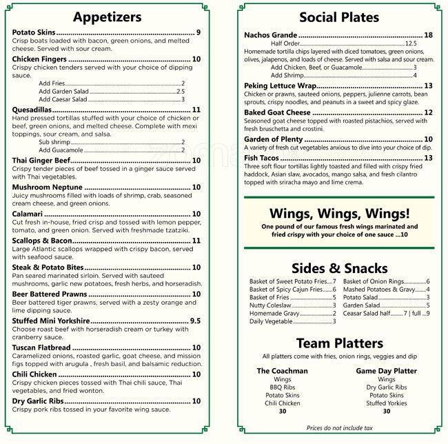 The Jolly Coachman Pub Menu, Menu for The Jolly Coachman Pub, Pitt