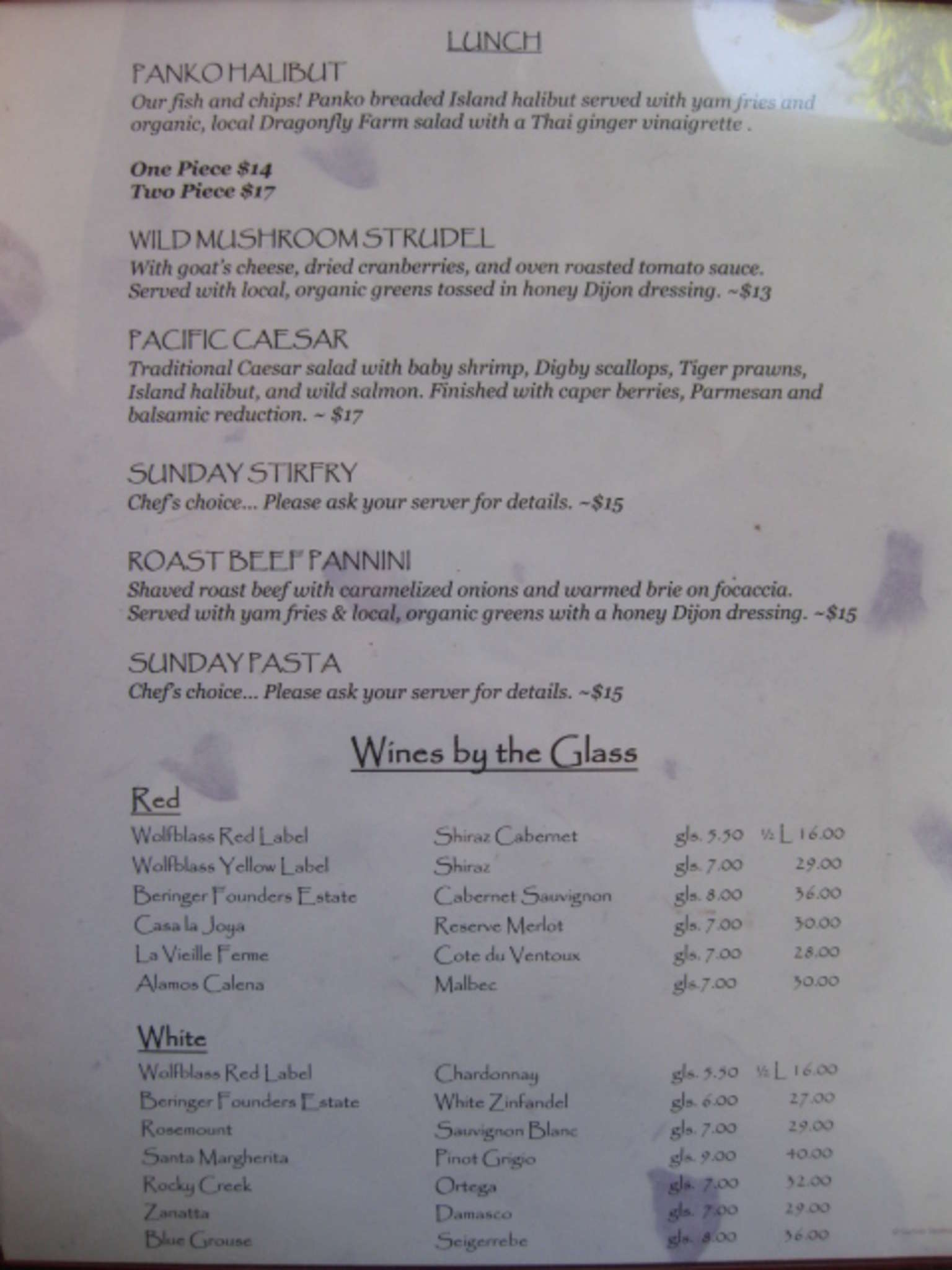 The Quamichan Inn Menu, Menu for The Quamichan Inn, Duncan, Duncan