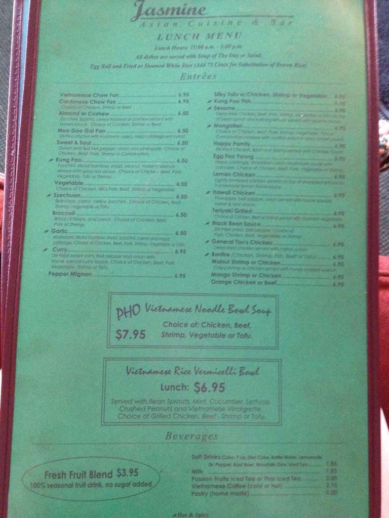 Jasmine Asian Cuisine Menu, Menu for Jasmine Asian Cuisine, Englewood