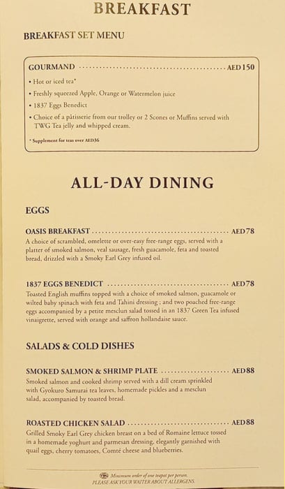 Twg tea deals menu