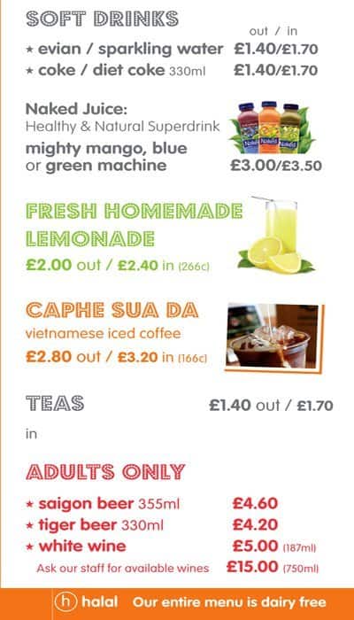 Velo - London Bridge menu