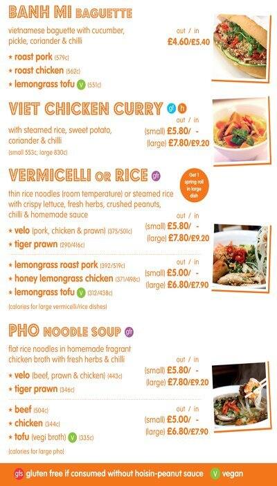 Velo - London Bridge menu