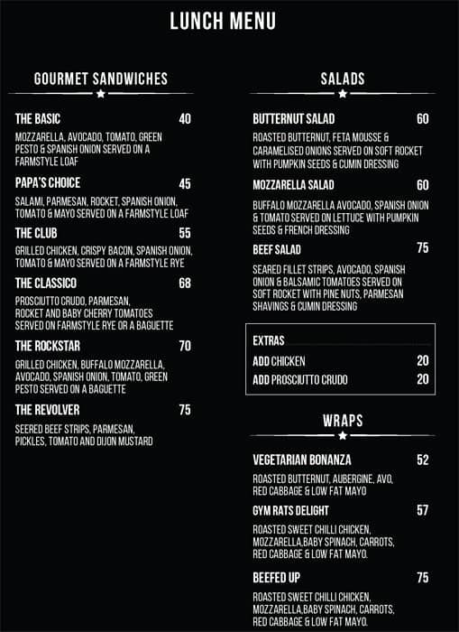 Shift Espresso Bar Menu, Menu for Shift Espresso Bar, Green Point, Cape ...