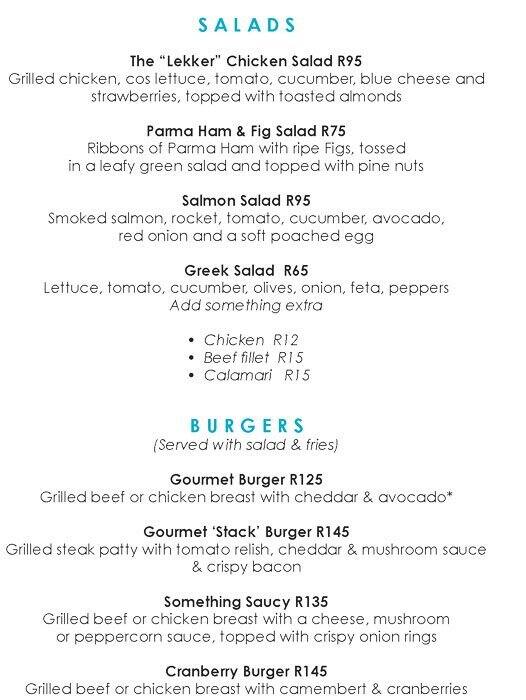 The G Kitchen (at the Glen Boutique Hotel & Spa) menu