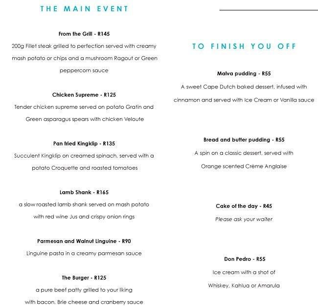 The G Kitchen (at the Glen Boutique Hotel & Spa) menu