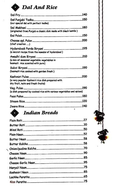 Bandhan Restaurant menu