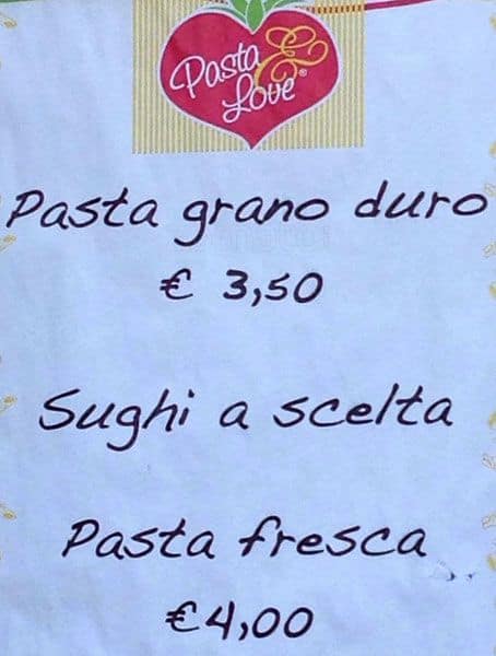 Menu di Pasta&Love 
