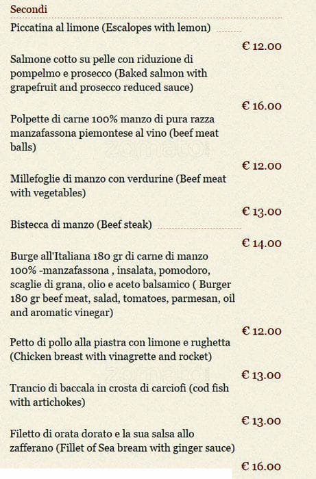 Menu di Hotel Priscilla 