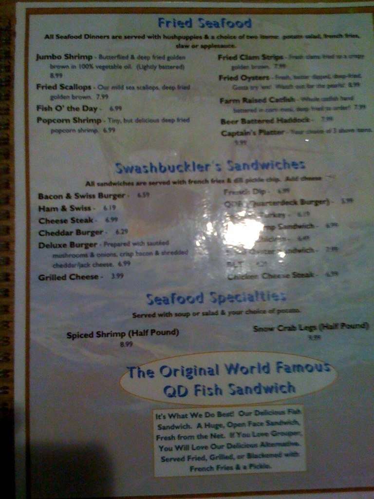 Quarterdeck Menu Menu For Quarterdeck Umatilla Orlando