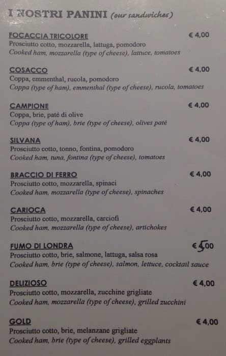 Menu di Vogue Bar 
