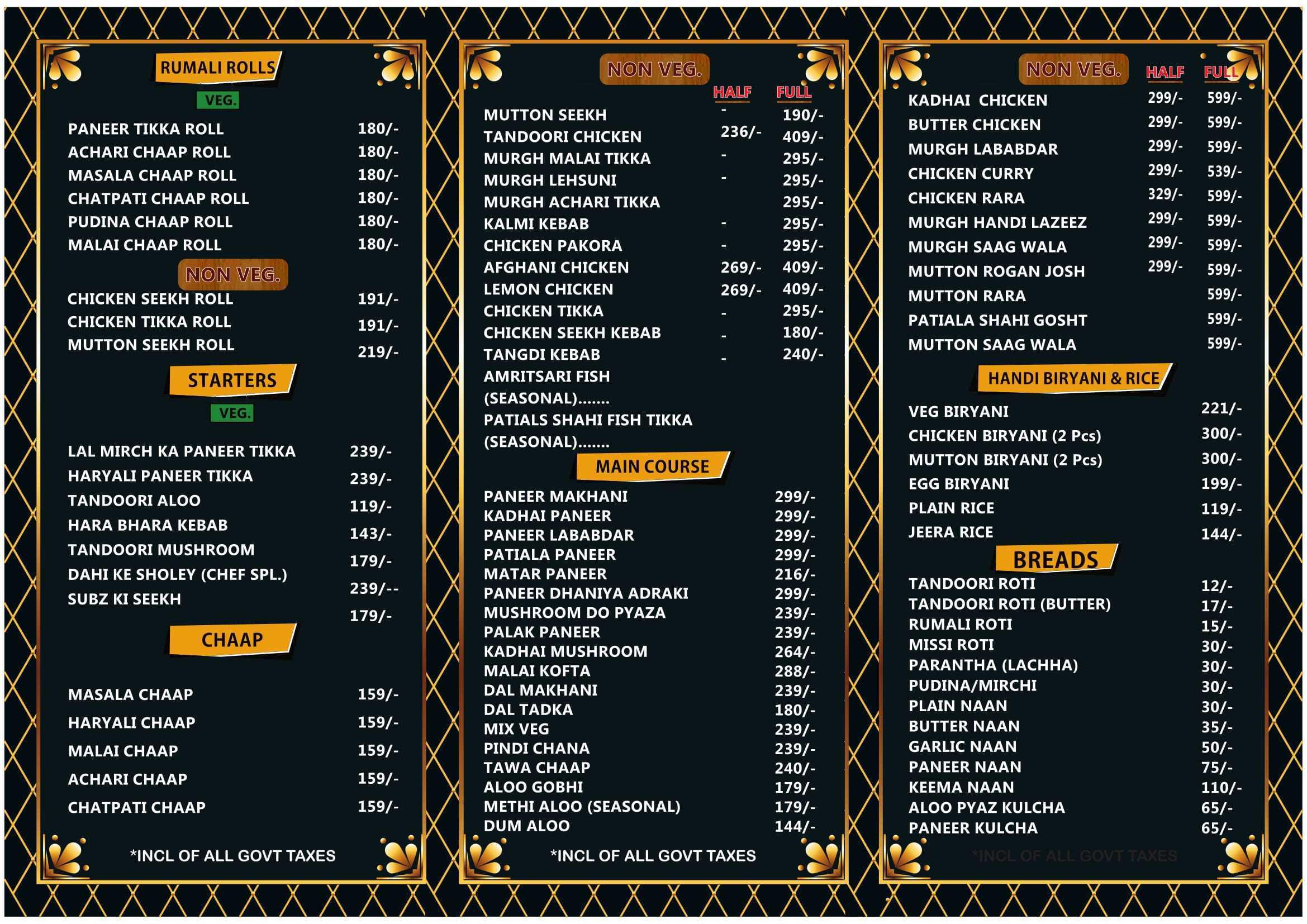 Menu at Tandoori Trumpets, New Delhi, Shop 1 & 2