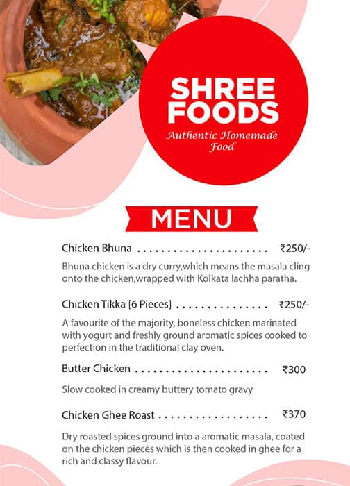 Menu of Shree Foods, Kamothe, Navi Mumbai