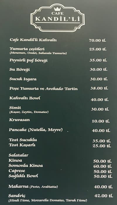 Cafe Kandilli Menu Menu For Cafe Kandilli Kandilli Istanbul