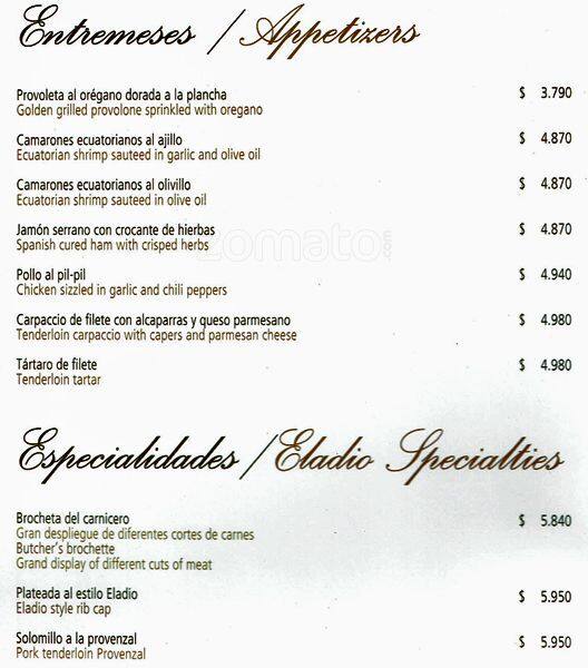 Eladio menu