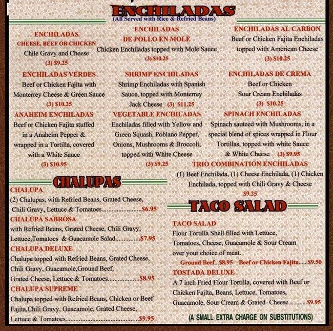 Menu at Herreras Mexican Restaurant, The Woodlands