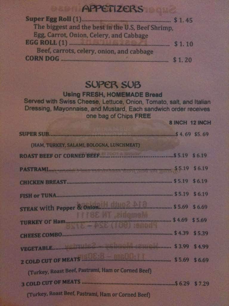 Super Submarine Sandwich Shop Menu Urbanspoon/Zomato