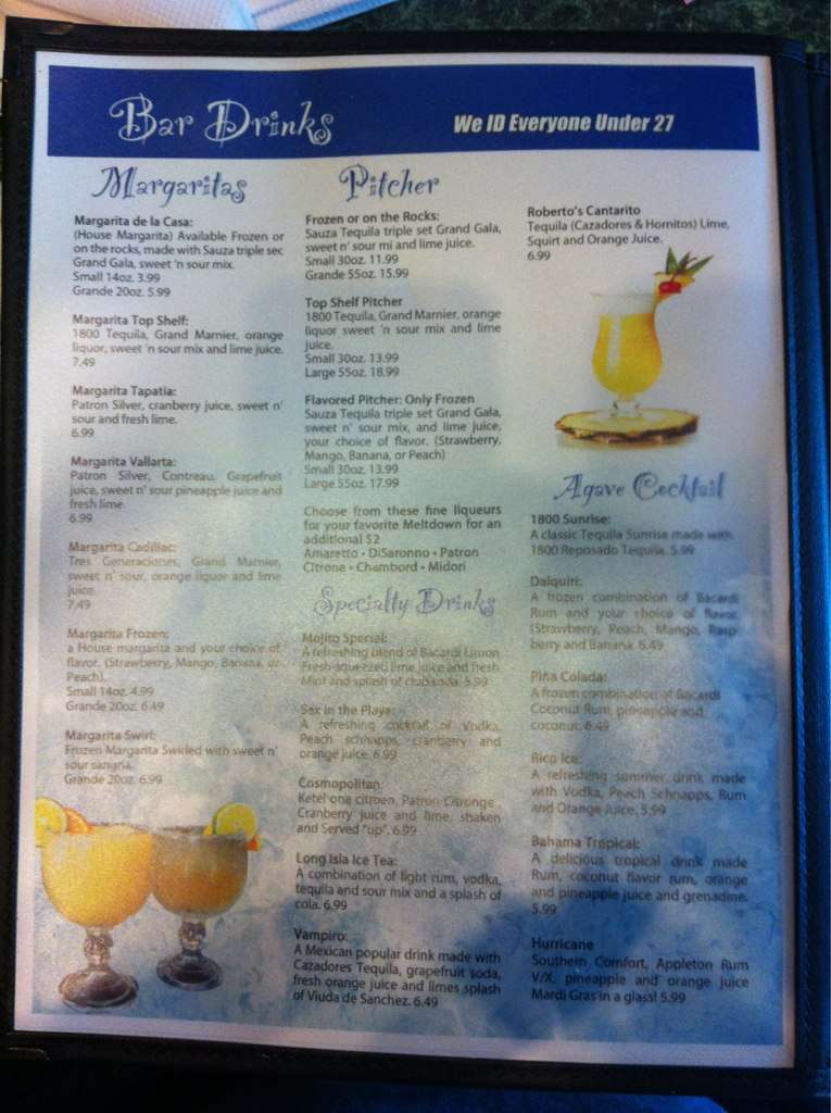 Carta de Agave Mexican Grill