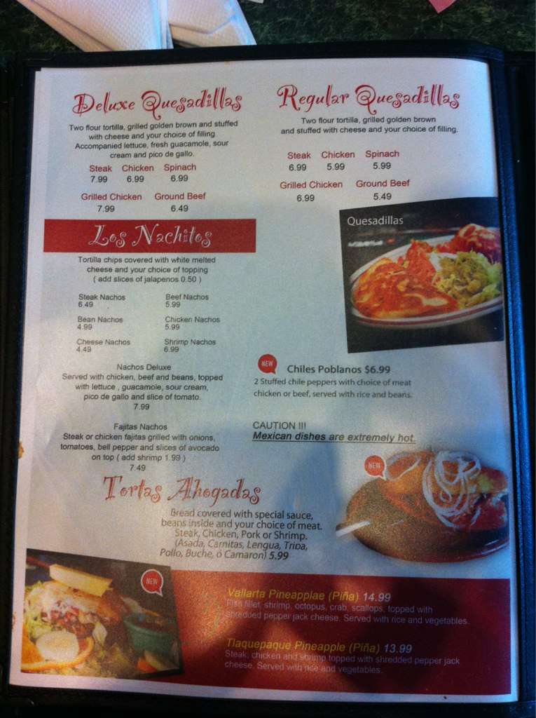 Carta de Agave Mexican Grill
