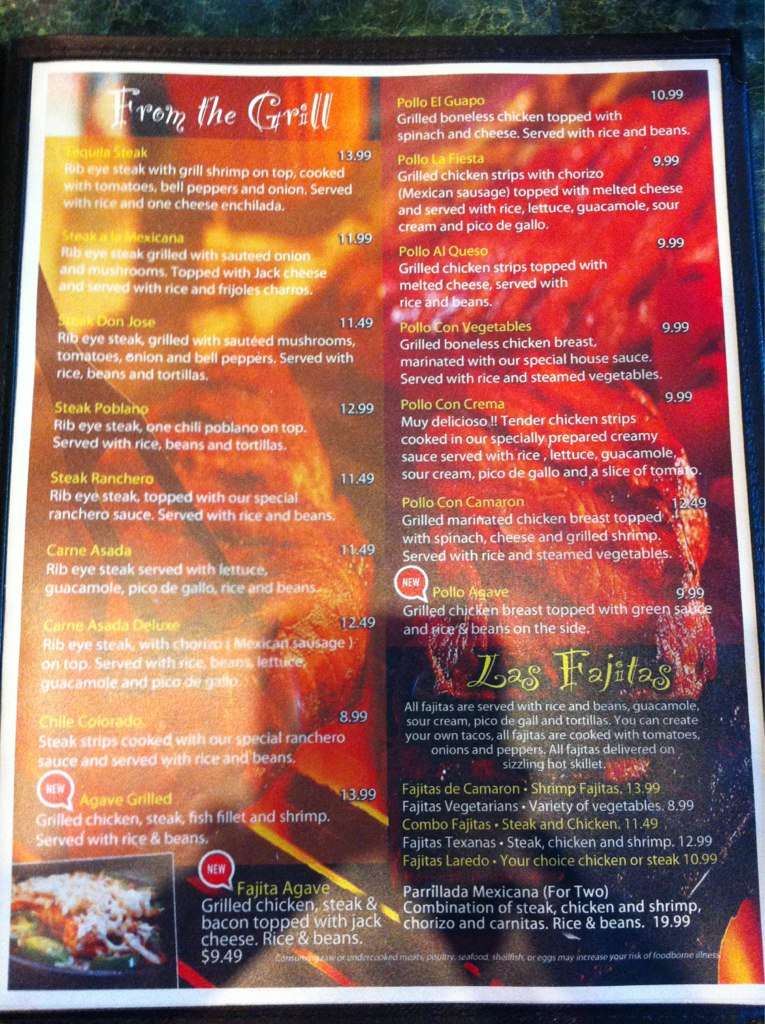 Carta de Agave Mexican Grill