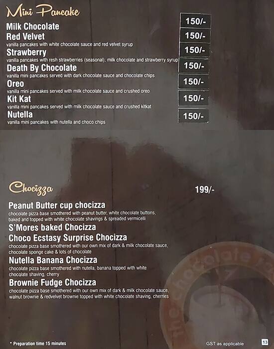 Menu at The Chocolate Room, Udaipur, 100 Feet Road 1 Rasbag