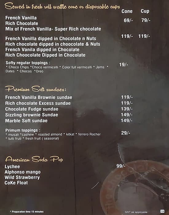 Menu at The Chocolate Room, Udaipur, 100 Feet Road 1 Rasbag