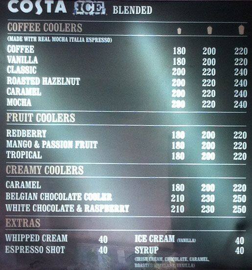 Costa Coffee Menu, Menu for Costa Coffee, Lower Parel, Mumbai - Zomato