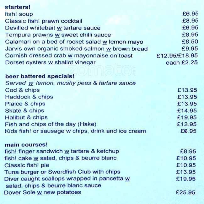 Fish! Kitchen Menu, Menu for Fish! Kitchen, Kingston Upon Thames