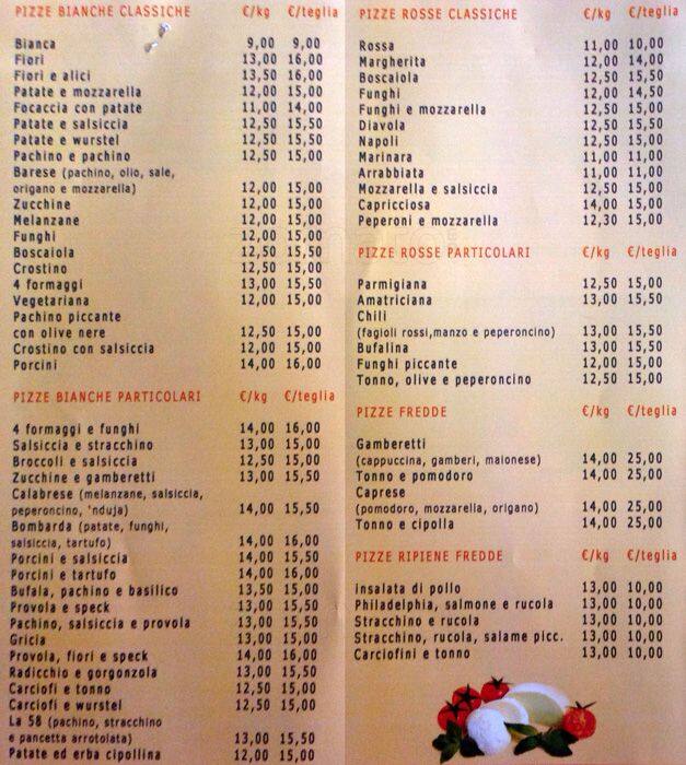 Menu di Qui Si Pizza 