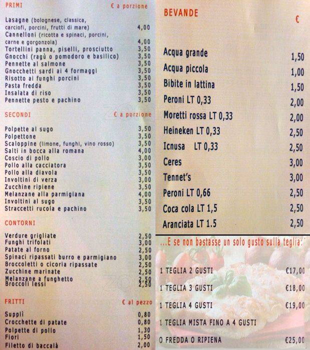Menu di Qui Si Pizza 