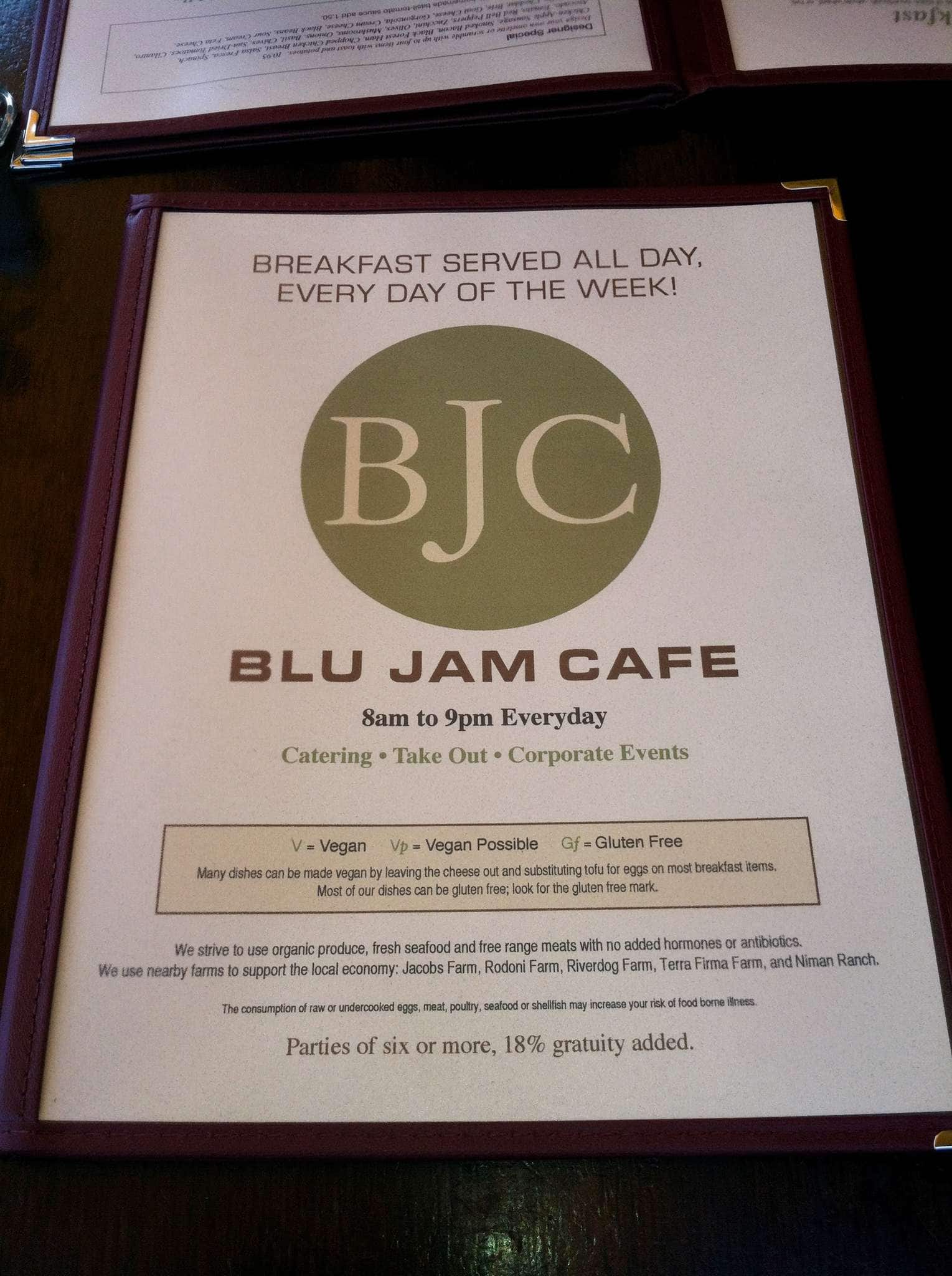 Blu Jam Cafe Breakfast Menu Blu Jam Cafe Breakfast Menu