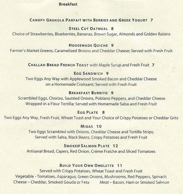 Canopy menu