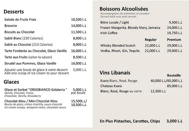 Lina's menu