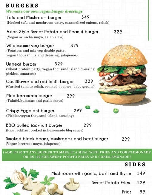 Vegan Burger Kitchen Menu, Menu for Vegan Burger Kitchen, Pali Hill