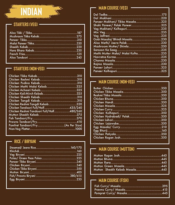Gettogether Restaurant menu