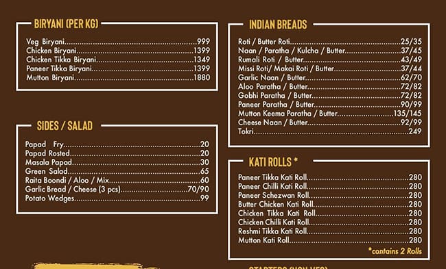 Gettogether Restaurant menu