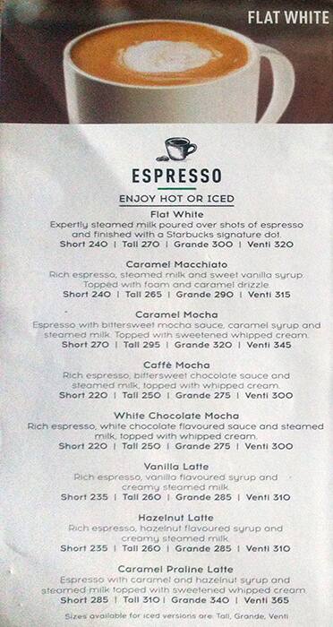 Starbucks Coffee Menu Menu For Starbucks Coffee Fort Mumbai - starbucks menu 1 roblox
