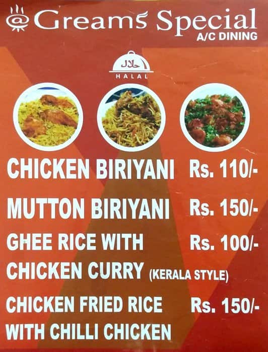 Greams cafe menu